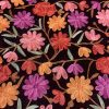 Dense Floral Embroidered DIY Black Velvet Fabric