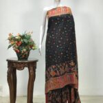Black Modal Silk Kani Saree: Mughal Figure Design