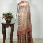 Beige Modal Silk Kani Saree: Mughal Figure Design