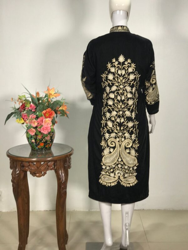 Black Velvet Jacket With Kashmiri Tilla Jaal Embroidery Back