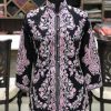 Black Women Jacket Girls Pure Wool Winter Coats with Embroidery Front
