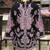 Black Women Jacket Girls Pure Wool Winter Coats with Embroidery Black