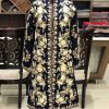 Navy Blue Kashmiri Coat With Floral Pattern Embroidery Front