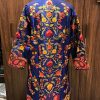 Blue Kashmiri Coat With Floral Vine Pattern Embroidery Back