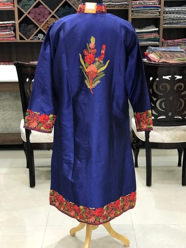 Blue Kashmiri With Achkan Style Floral Embroidery Back