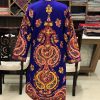 Blue Kashmiri Long Coat with Aari Jaal Embroidery Back