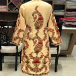 Cream Kashmiri Coat with Floral Style Paisley Embroidery Back