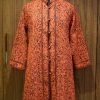 Orange Jamawar Embroidered Women Coat Front