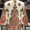 White Women Girls Jacket Pure Wool Winter Coats with Embroidery Back