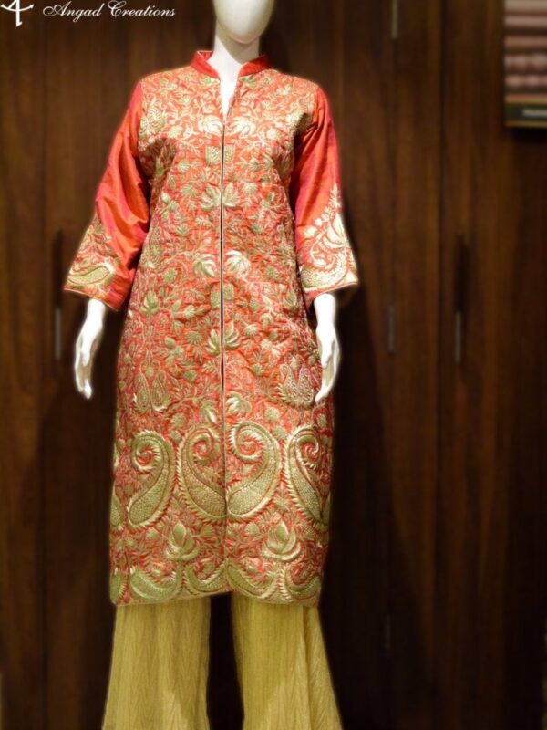Pink Kashmiri With Chinar Jaal Tilla Embroidery Front