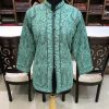 Navy Blue Short Jacket With Paisley Style Boteh Embroidery Front
