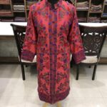 Red Kashmiri Coat With Floral Vine Pattern Embroidery