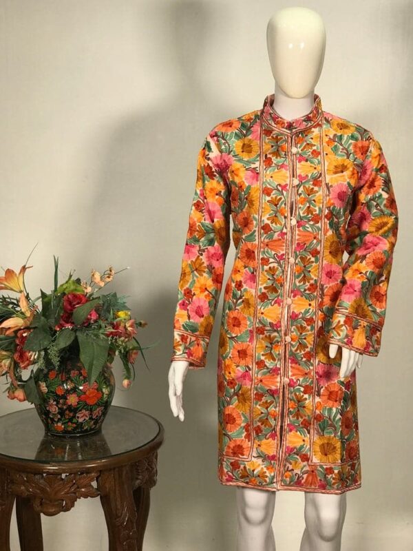 White Kashmiri Jamawar Embroidered Coat