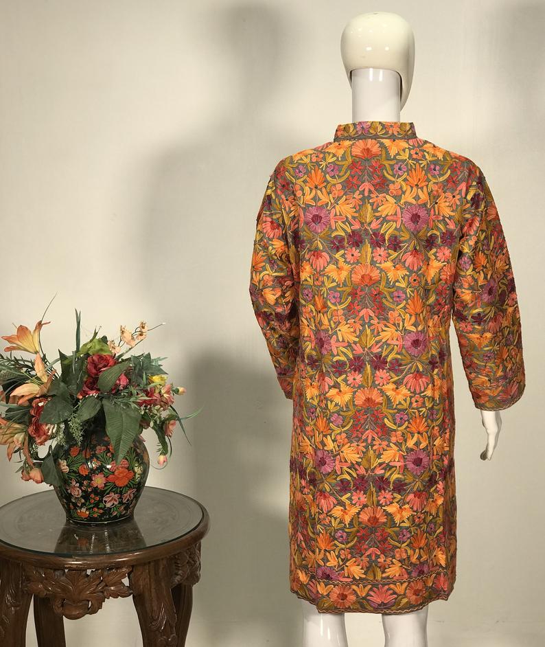 Grey Kashmiri Jamawar Embroidered Coat Back
