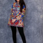 Ferozi Short Jacket With Kashmiri Aari Jaal Embroidery