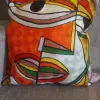 Hand Chain Stitch Abstract Face Cushion Covers