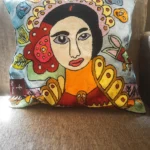 Hand Chain Stitch Abstract Face Cushion Covers