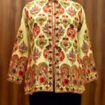 Cream Short Jacket With Floral Pattern Embroidery