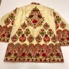 Cream Short Jacket With Floral Style Jamawar Embroidery Back