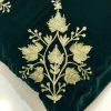 Bottle Green Zari Embroidered Kashmiri Cushion Covers