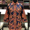 Navy Blue Short Jacket With Paisley Style Boteh Embroidery Front