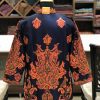 Navy Blue Short Jacket With Paisley Style Boteh Embroidery Back
