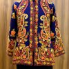 Blue Kashmiri Short Jacket With Paisley Embroidery Front