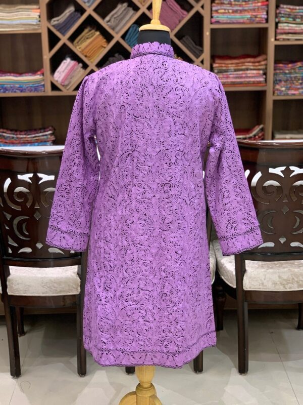 Black Jamawar Embroidered Women Coat Back
