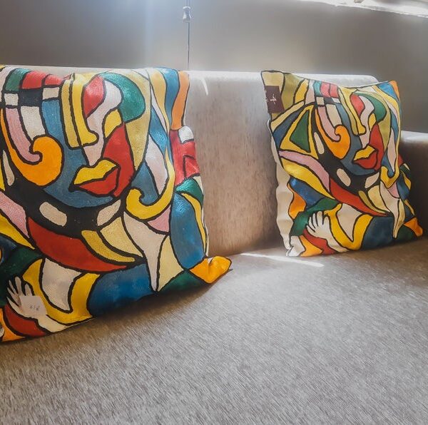 Hand Chain Stitch Modern Art Cushion Covers