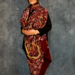 Maroon Papier Mache Hand Embroidered Pure Pashmina Shawl