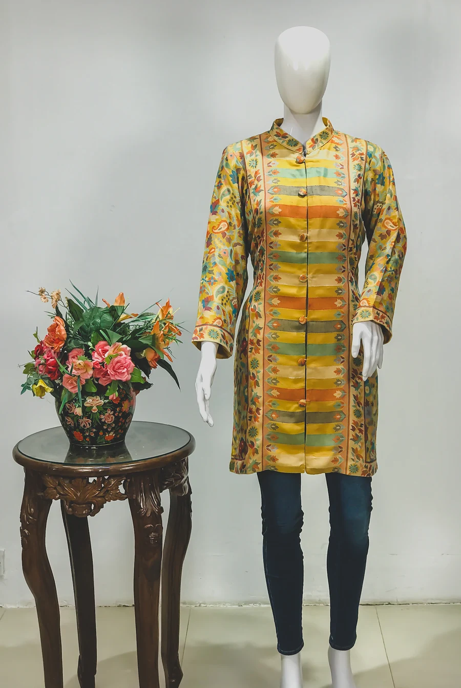Yellow Kani Weave Mid Length Jacket