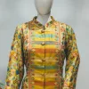 Yellow Kani Weave Mid Length Jacket close up