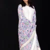 White Dress with Aari & Gota Work and Jaal Dupatta styled
