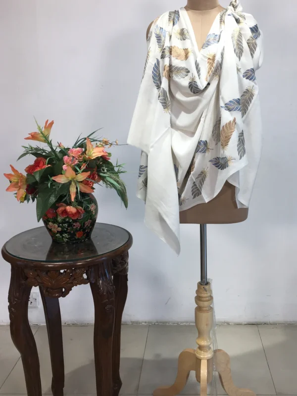 White Pure Wool Stole with Zari Detailing