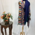 Blue And Green Pure Pashmina Reversible Shawl With Kani Hand Woven Palla