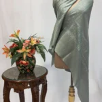 Sage Green Pure Pashmina Shawl With Sozni Hand  Embroidery