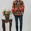 Black Short Jacket with Bold Floral Embroidery