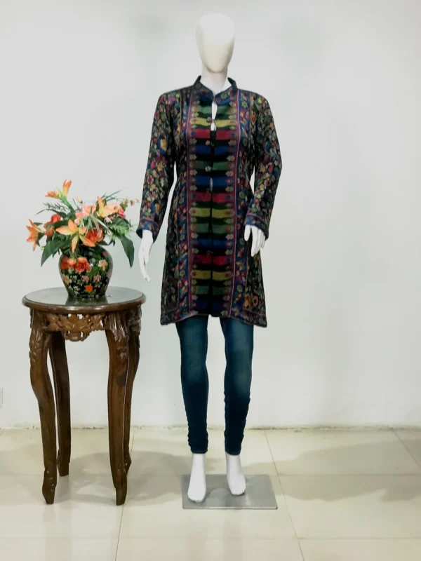 Black Kani Weave Mid Length Jacket