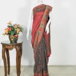 Grey and Pink Modal Silk Kani Saree with Paisley Pallu Design