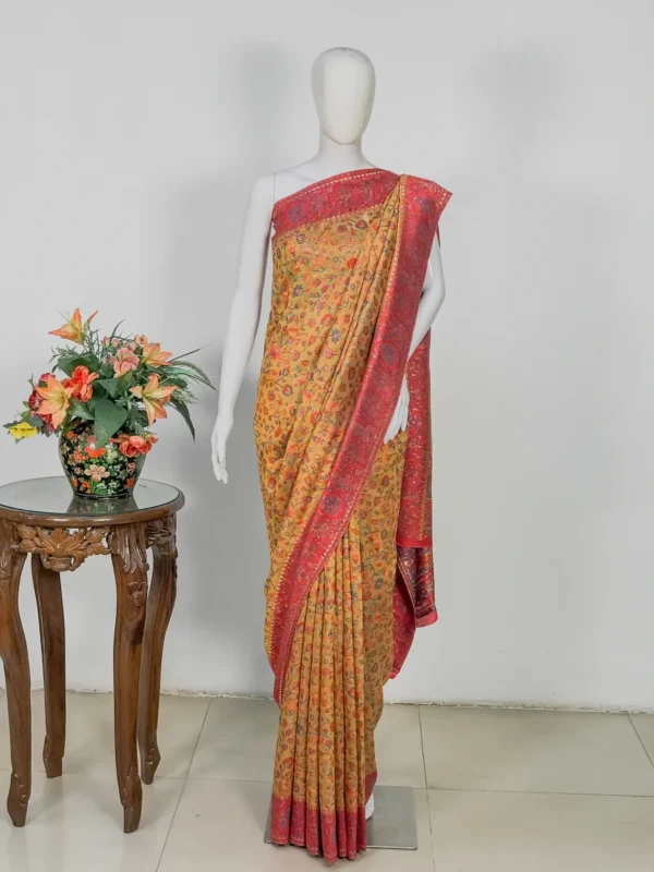 Yellow Modal Silk Kani Saree with Paisley Pallu Design