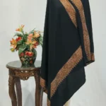 Black Pure Pashmina Shawl With Sozni Hand  Embroidery
