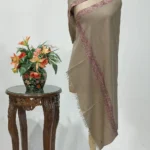 Sand beige Pure Pashmina Shawl With Sozni Hand  Embroidery
