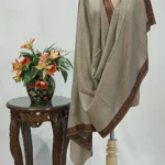 Tan Beige Pure Pashmina Shawl With Sozni Hand  Embroidery