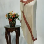 Egg Shell Cream Pure Pashmina Shawl With Sozni Hand  Embroidery