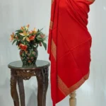 Scarlet Red Pure Pashmina Shawl With Sozni Hand  Embroidery