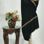 Midnight Black Pure Pashmina Shawl With Sozni Hand  Embroidery