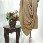 Vanilla Beige Pure Pashmina Shawl With Sozni Hand  Embroidery