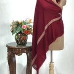 Garnet Maroon Pure Pashmina Shawl With Sozni Hand  Embroidery