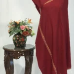 Carmine Maroon Pure Pashmina Shawl With Sozni Hand  Embroidery
