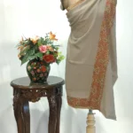 Wheat Beige Pure Pashmina Shawl With Sozni Hand  Embroidery